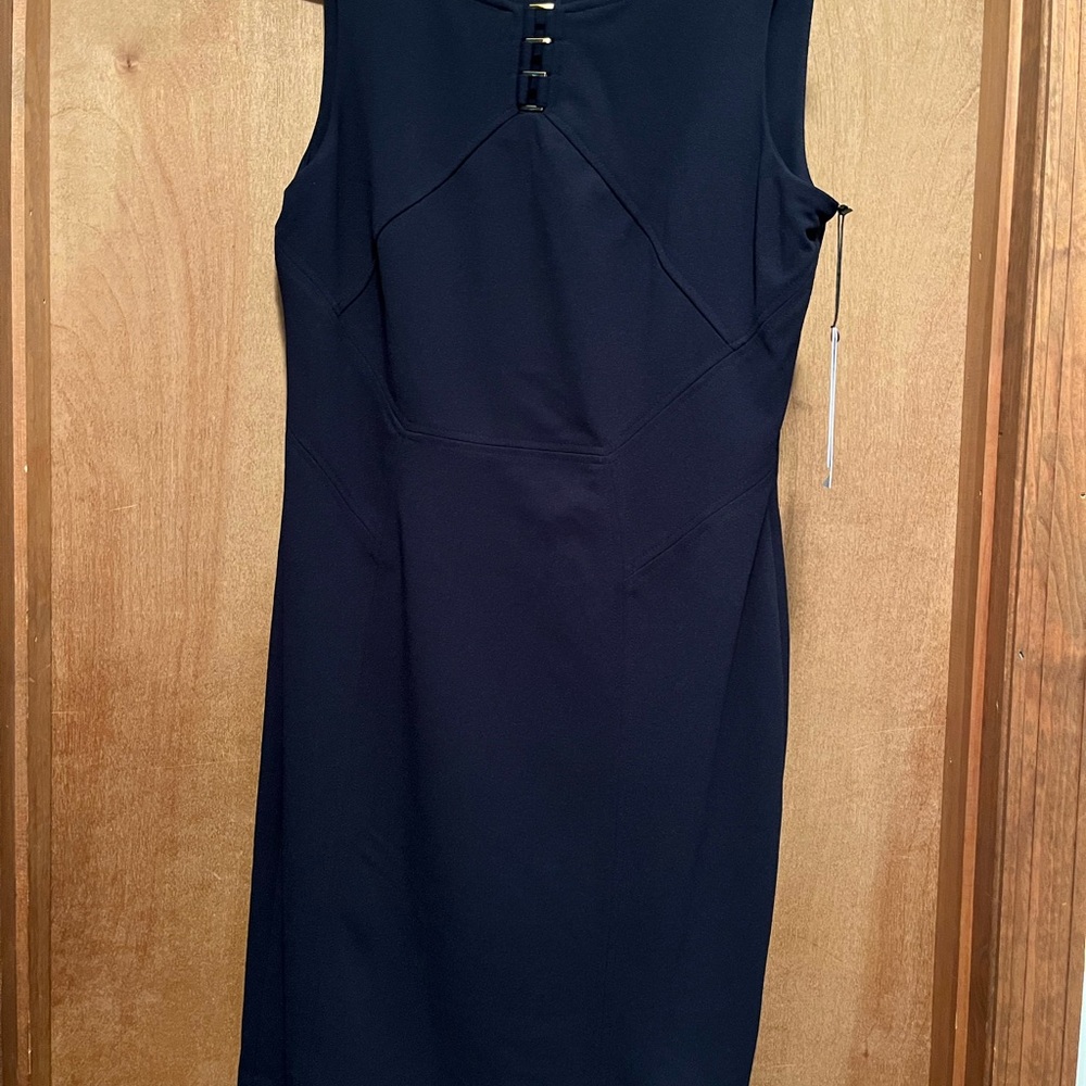Ivanka Trump Navy Sleeveless Midi Dress